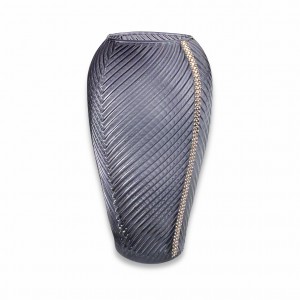 Praga / Vaso coppa piccolo vetro lustro nero con fascia strass