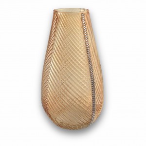 Praga / Vaso goccia piccolo vetro lustro ambra con fascia strass