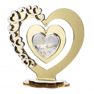 Icona media a forma di cuore in specchio oro per 50° anniversario