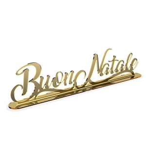 Scritta Buon Natale in corsivo con base in specchio oro - cm 40