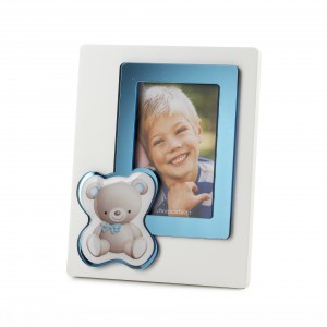 Portafoto in plex blu con stampa orsetto