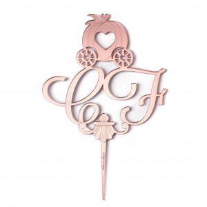 KLARA/CARROZ.PLEX SPECCH.ROSEGOLD CAKE TOPPER STICK CM15-PERS