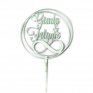 caketopper stick Ø15cm INFINITO+PERSON.-SPECCH VERDE MENT