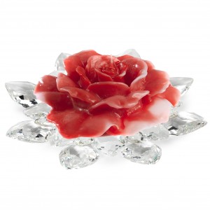 Medium centerpiece Crystal watelily with red wax