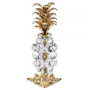 Big pineapple in crystal gold brass, Ø 20 cm - H 46 cm
