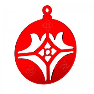 Pendente Natale - Sfera con fregi in specchio rosso cm Ø 10