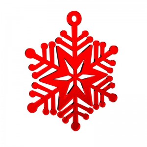 Pendente Natale - Fiocco di neve in specchio rosso cm Ø 10