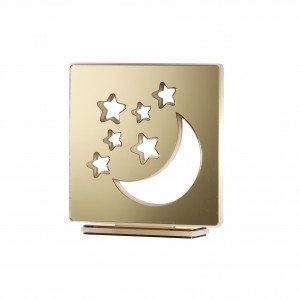 Lampada led media con luna e stelle in specchio oro