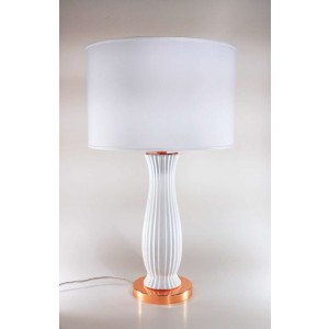 Lampada anfora ceramica particolari in metallo rame e paralume in tessuto