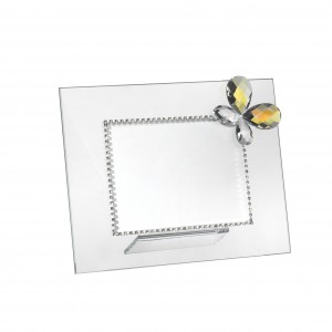 Glass big picture frame with crystal aurora-borealis butterfly