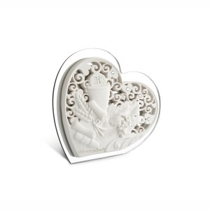 Icona piccola a forma di cuore in resina e plex argento Comunione
