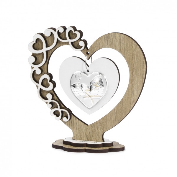 Icona piccola in legno a forma di cuore cresima